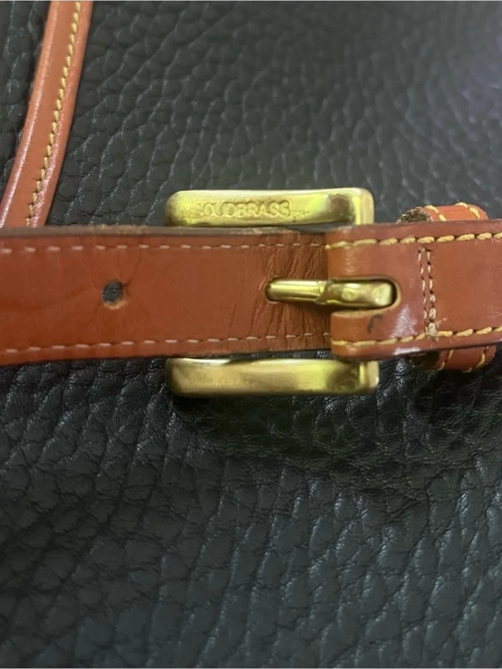 Dooney & Bourke Black and Brown Pebbled Leather Messenger Bag